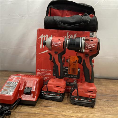 AS-IS MILWAUKEE M18 18V Lithium-Ion Brushless Cordless Compact Drill/Impact Combo Kit (2-Tool)