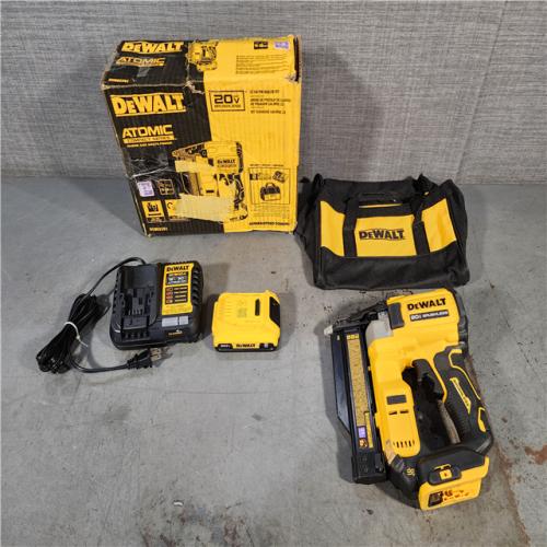 HOUSTON LOCATION - AS-IS DEWALT ATOMIC 20V MAX Lithium Ion Cordless 23 Gauge Pin Nailer Kit with 2.0Ah Battery and Charger