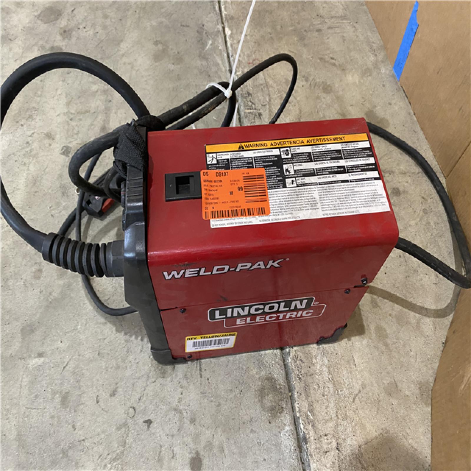 Houston location AS-IS Lincoln Electric WELD-PAK 90i MIG and Flux-Cored Wire Feeder Welder with Gas Regulator