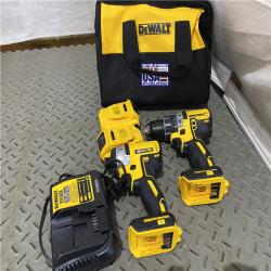 Houston location AS-IS DEWALT 20V MAX XR Cordless Brushless Drill/Impact 2 Tool Combo Kit with (2) 20V 2.0Ah Batteries and Charger