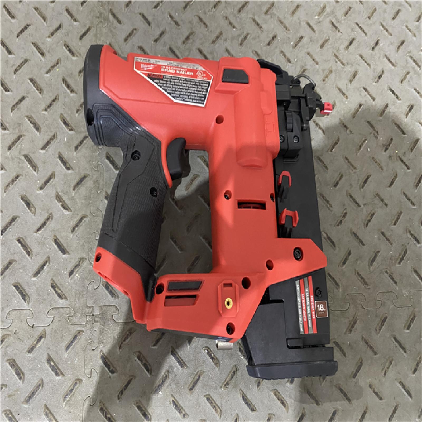 Houston location AS-IS MILWAUKEE M12 FUEL 12-Volt Lithium-Ion Brushless Cordless 18-Guage Compact Brad Nailer (Tool Only)