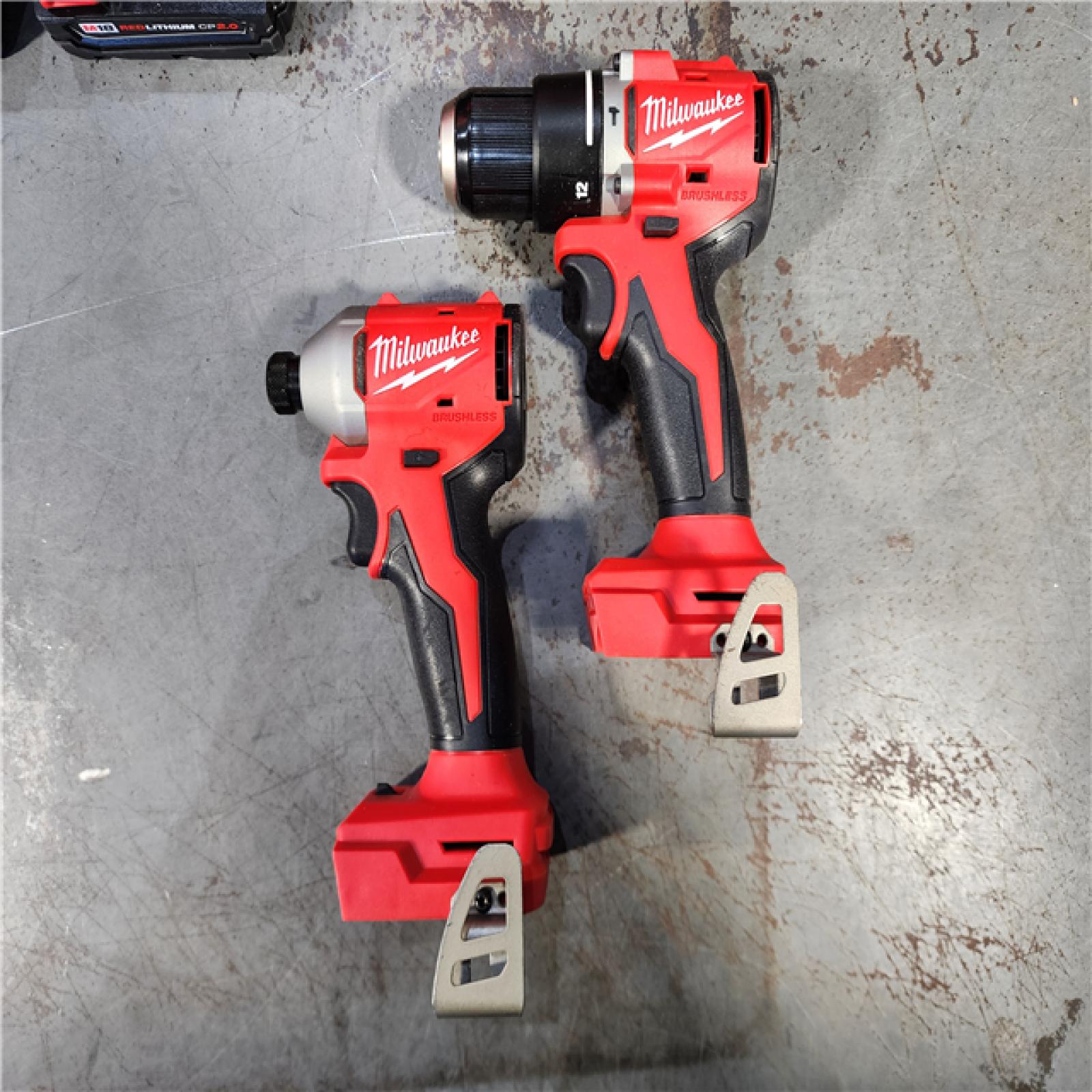 HOUSTON LOCATION - AS-IS M18 18-Volt Lithium-Ion Brushless Cordless Compact Hammer Drill/Impact Combo Kit (2-Tool) with (2) Batteries, Bag