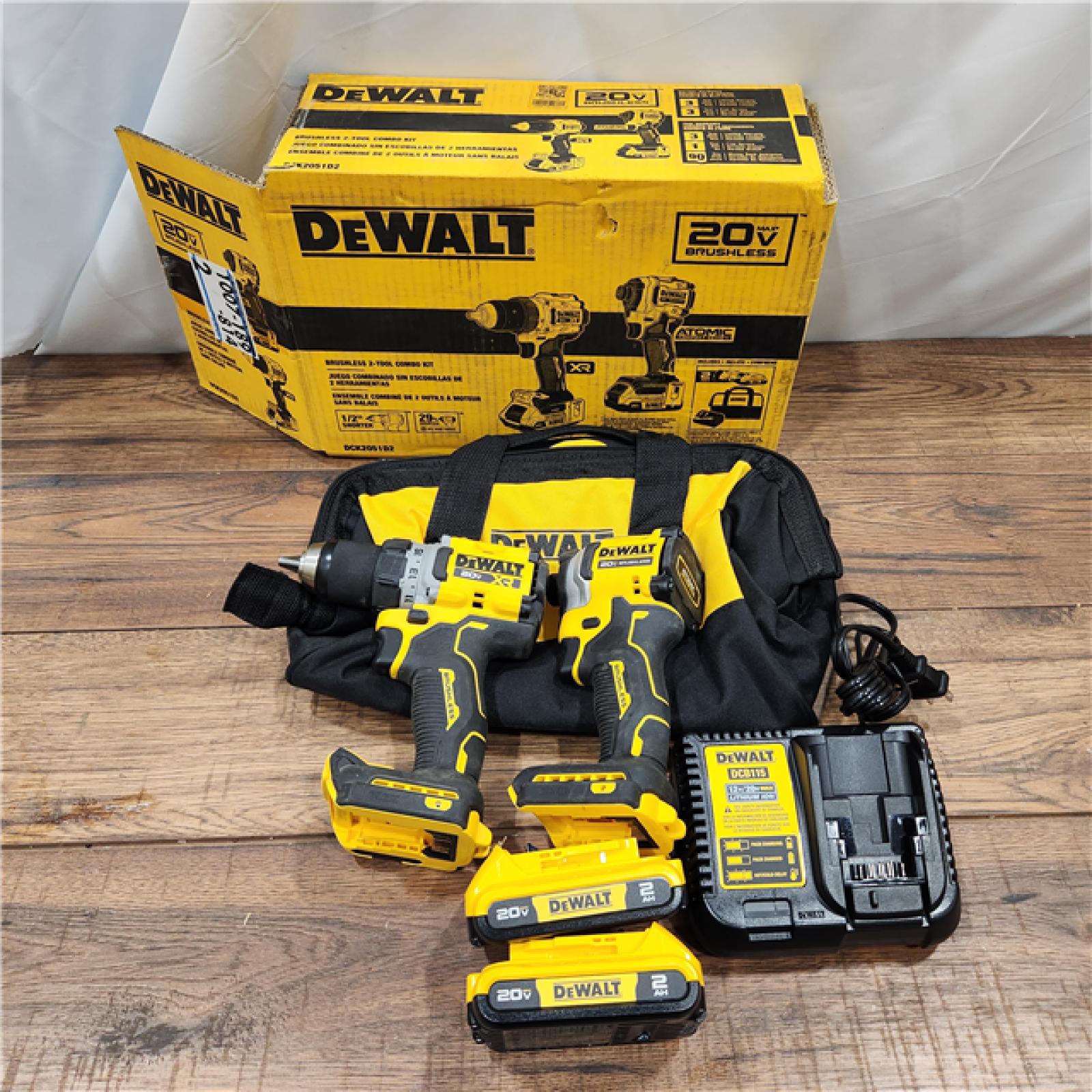 AS-IS 20V MAX XR Cordless Drill/Driver, ATOMIC Impact Driver 2 Tool Combo Kit, (2) 2.0Ah Batteries, Charger, and Bag