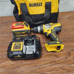 AS-IS 20V MAX Lithium Ion Cordless Brushless 1/2 in. Hammer Drill/Driver W/FLEXVOLT ADVANTAGE & FLEXVOLT 6Ah & 9Ah Batteries