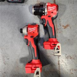 HOUSTON LOCATION - AS-IS M18 18-Volt Lithium-Ion Brushless Cordless Compact Hammer Drill/Impact Combo Kit (2-Tool) with (2) Batteries, Bag