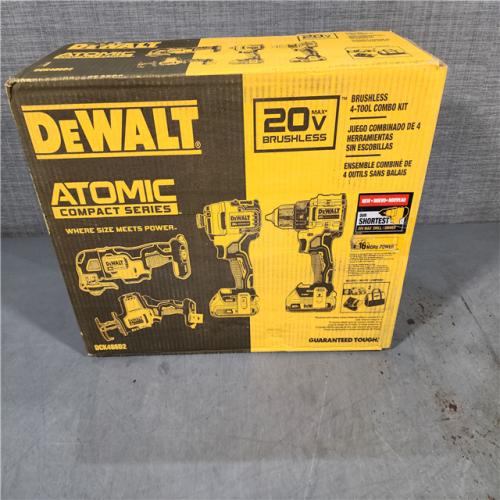 HOUSTON LOCATION - AS-IS DeWalt 20V MAX ATOMIC Cordless Brushless 4 Tool Combo Kit