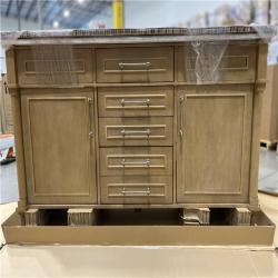 DALLAS LOCATION - Home Decorators Collection Aberdeen 60 in. Double Sink Antique Oak Bath Vanity