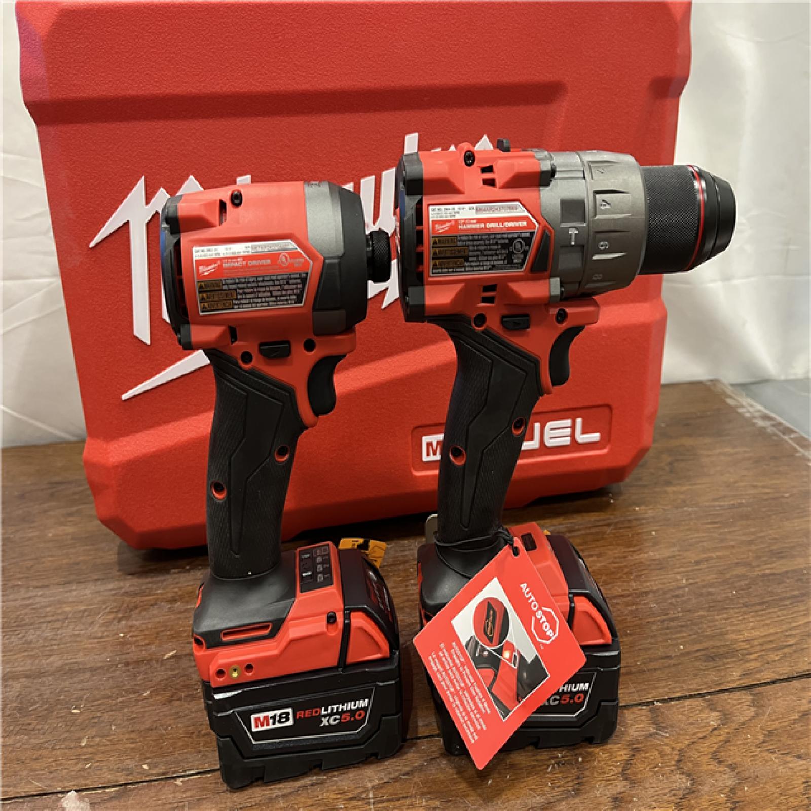 AS-ISMilwaukee M18 FUEL 18V Lithium-Ion Brushless Cordless Hammer Drill and Impact Driver Combo Kit (2-Tool) with 2 Batteries