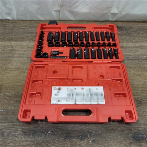 AS-IS Milwaukee Tool 43 Pc 3/8 Drive Deep Socket Set - 5/16 to 3/4, 8 to 19mm, 6 Points | Part #49-66-7009