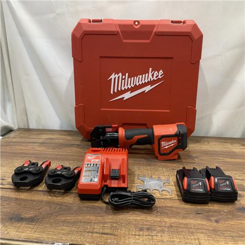 AS IS M18 18V Lithium-Ion Cordless Short Throw Press Tool Kit with 3 PEX Crimp Jaws (2) 2.0 Ah Batteries and Charger