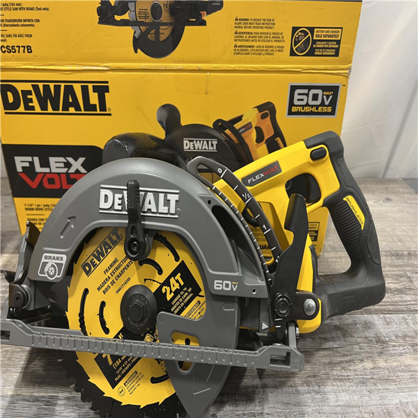 AS-IS DEWALT FLEXVOLT 60V MAX Cordless Brushless 7-1/4 in. Wormdrive Style Circular Saw (Tool Only)