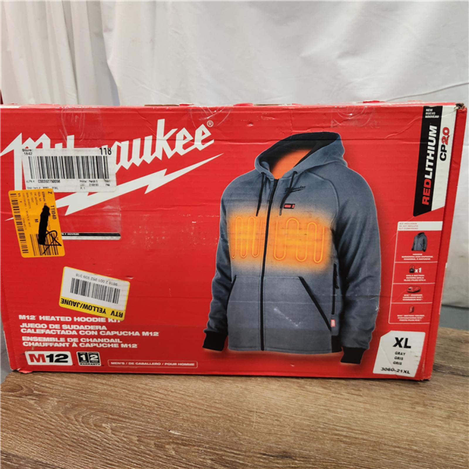 AS-IS Milwaukee M12 12-Volt Cordless Gray Heated Jacket Hoodie Kit (X-Large)