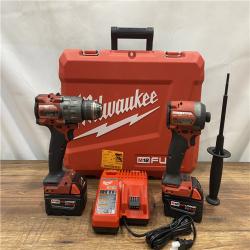 AS IS Milwaukee M18 FUEL 18V Lithium-Ion Brushless Cordless Hammer Drill and Impact Driver Combo Kit (2-Tool) with 2 Batteries