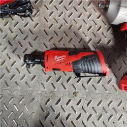 HOUSTON LOCATION - AS-IS M12/M18 12/18V Lithium-Ion Cordless 3/8 in. Ratchet and 1/2 in. High Torque Impact Wrench with Friction Ring Combo Kit