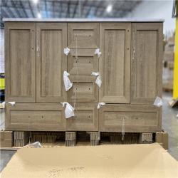 DALLAS LOCATION - Glacier Bay Tobana 60 in. Double Sink Weathered Tan Bath Vanity with White Engineered Marble Top (Assembled)