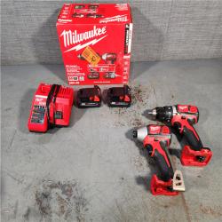 HOUSTON LOCATION - AS-IS Milwaukee M18 18V Cordless Brushed 2 Tool Drill/Driver and Impact Driver Kit