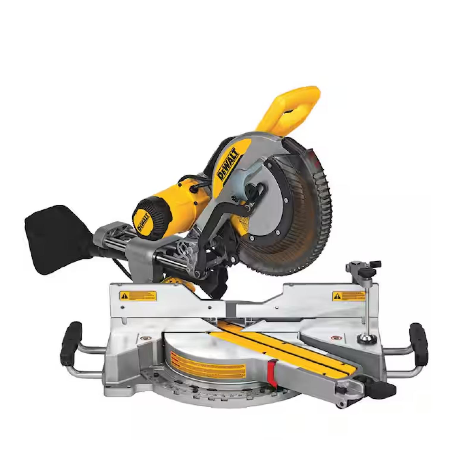 DALLAS LOCATION - DEWALT 15 Amp Corded 12 in. Double Bevel Sliding Compound Miter Saw, Blade Wrench and Material Clamp