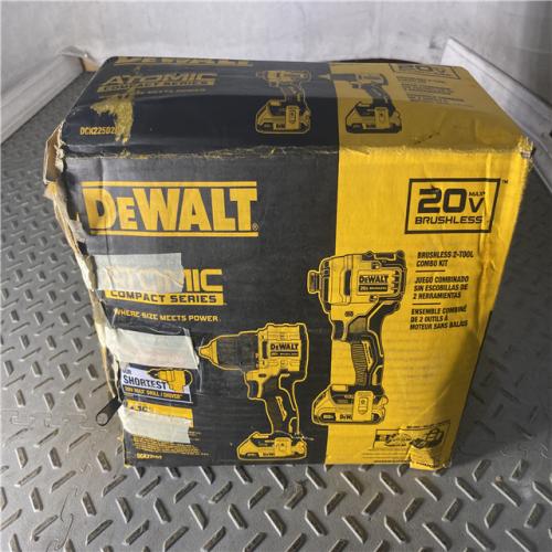 Houston location AS-IS DEWALT ATOMIC 20-Volt MAX Lithium-Ion Cordless Combo Kit (2-Tool) with (2) 2.0Ah Batteries, Charger and Bag