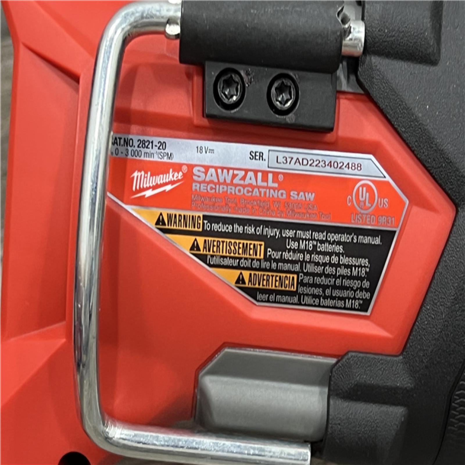 AS-IS Milwaukee M18 18V Fuel Sawzall 1-1/4  Reciprocating Saw Cordless Lithium-Ion Brushless 2821-20