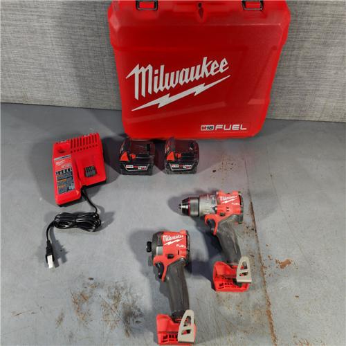 HOUSTON LOCATION - AS-IS Milwaukee M18 FUEL 18V Lithium-Ion Brushless Cordless Hammer Drill and Impact Driver Combo Kit (2-Tool) with 2 Batteries