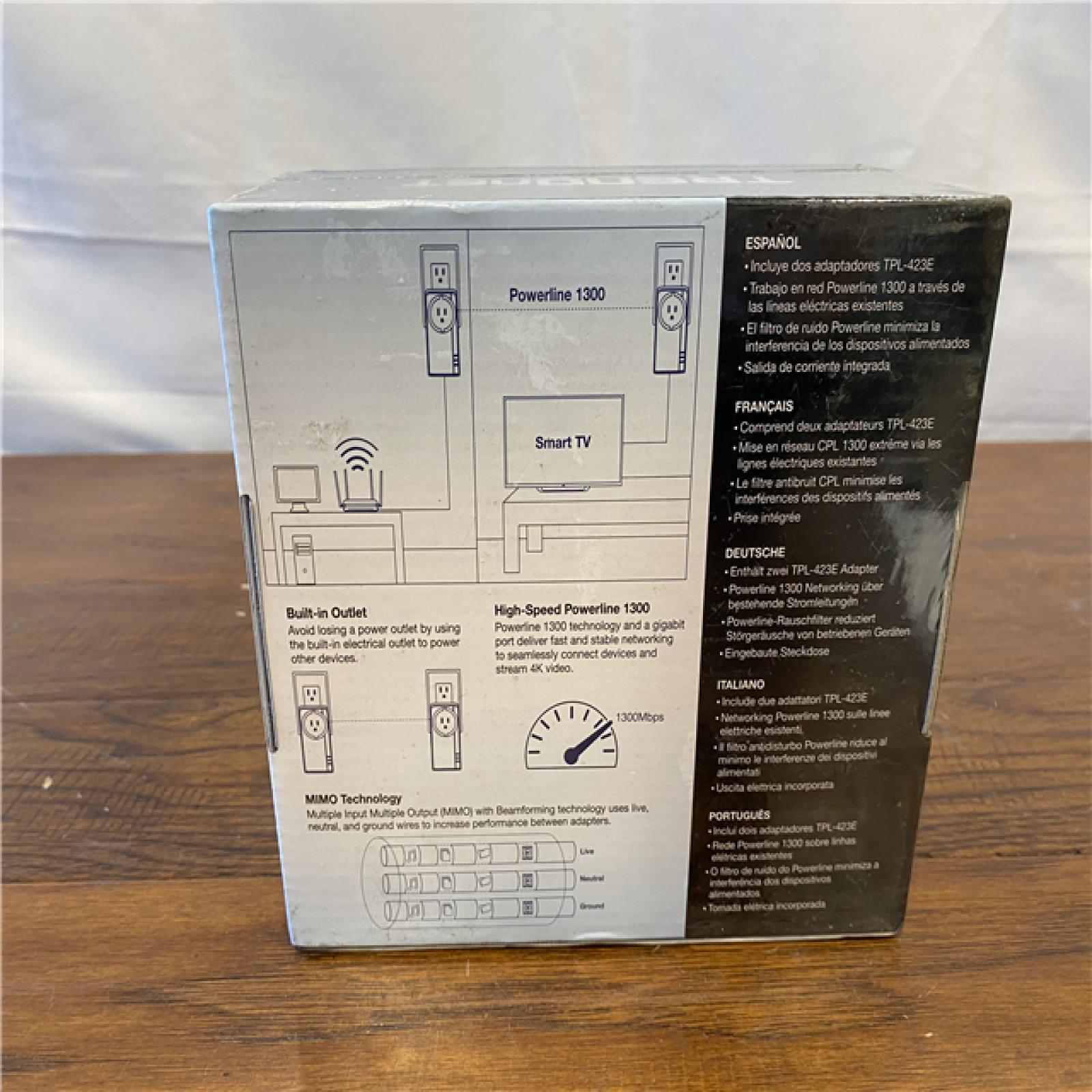 NEW! TRENDnet Powerline 1300 AV2 Adapter with Built-in Outlet Adapter Kit, Includes 2 X TPL-423E Adapters, IEEE 1905.1 & IEEE 1901, Gigabit Port, Range up