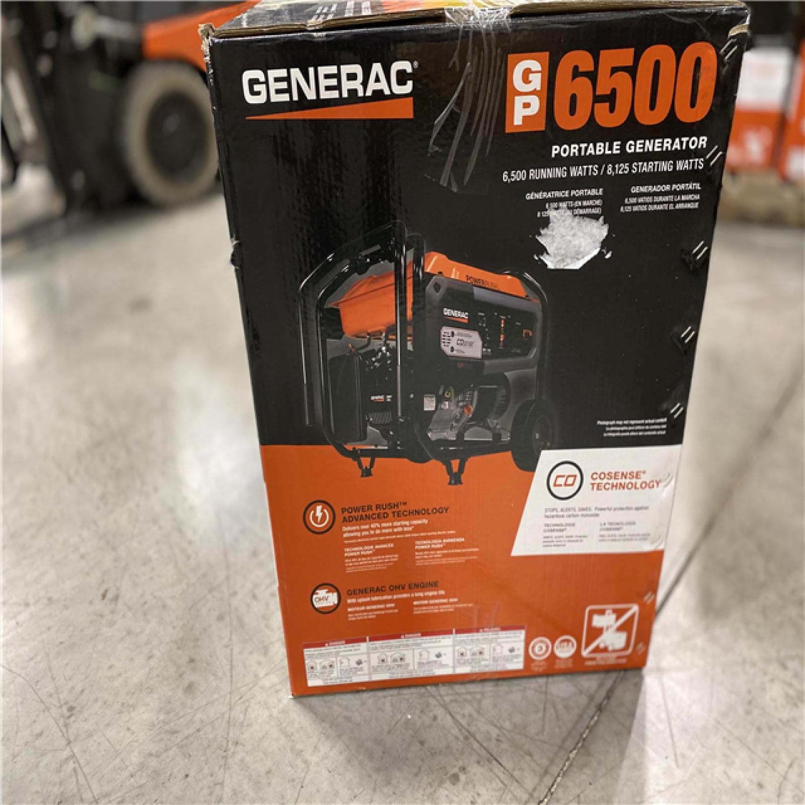 NEW! - GENERAC 6500-Watt Manual Start Gas-Powered Portable Generator with CO-Sense, 50-ST/CSA