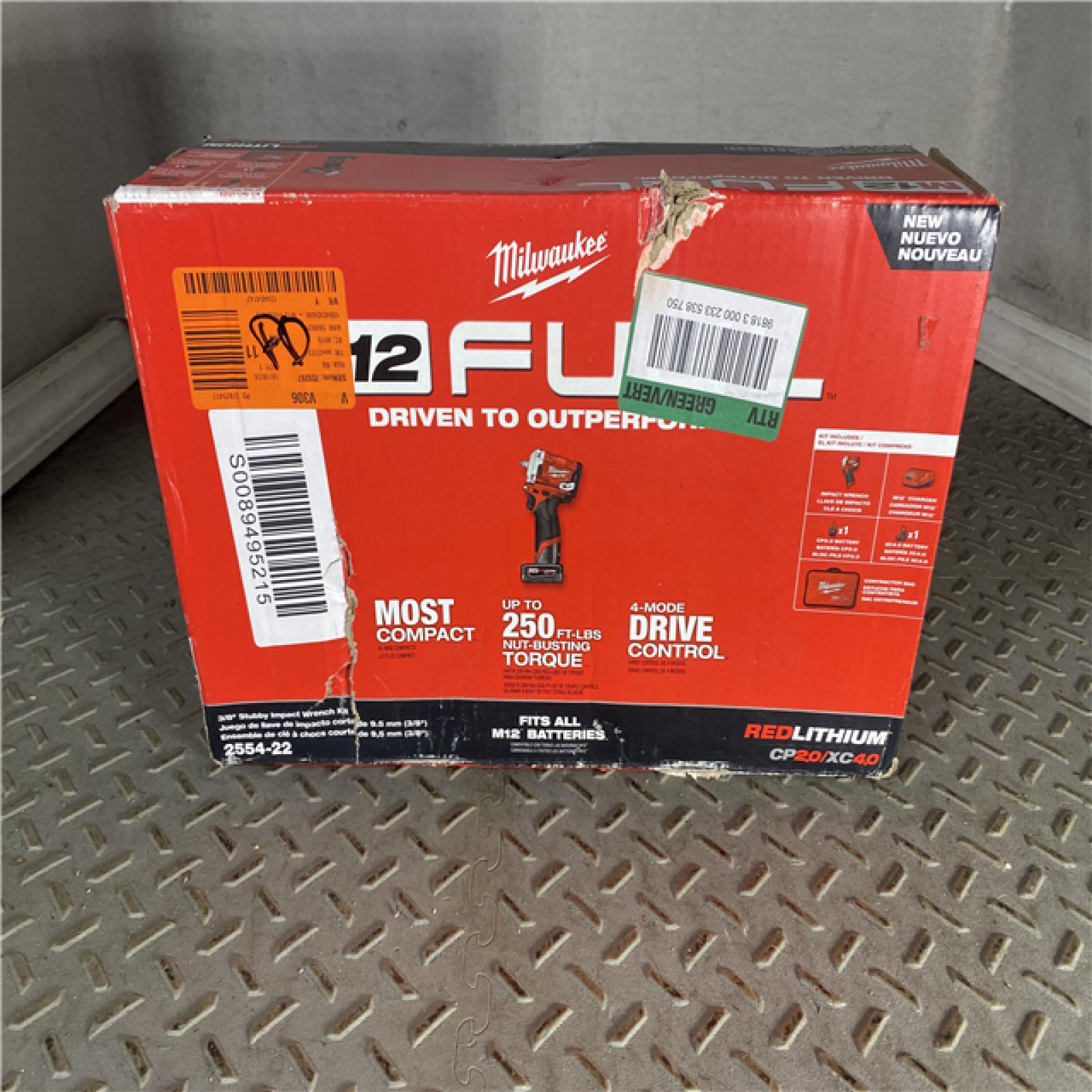 HOUSTON LOCATION - AS-IS Milwaukee 2554-22 M12 FUEL Stubby 3/8 in. Impact Wrench Kit (2 Ah/4 Ah)