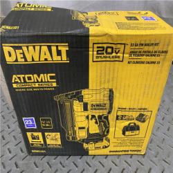 Houston location AS-IS DEWALT ATOMIC 20V MAX Lithium Ion Cordless 23 Gauge Pin Nailer Kit with 2.0Ah Battery and Charger