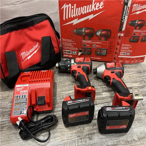 AS-IS Milwaukee M18 18V Cordless Brushed 2 Tool Drill/Driver and Impact Driver Kit