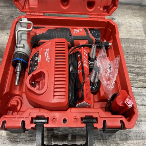 AS-IS MILWAUKEE  12-Volt Lithium-Ion Cordless PEX Expansion Tool Kit with (2) 1.5 Ah Batteries, (3) Expansion Heads and Hard Case