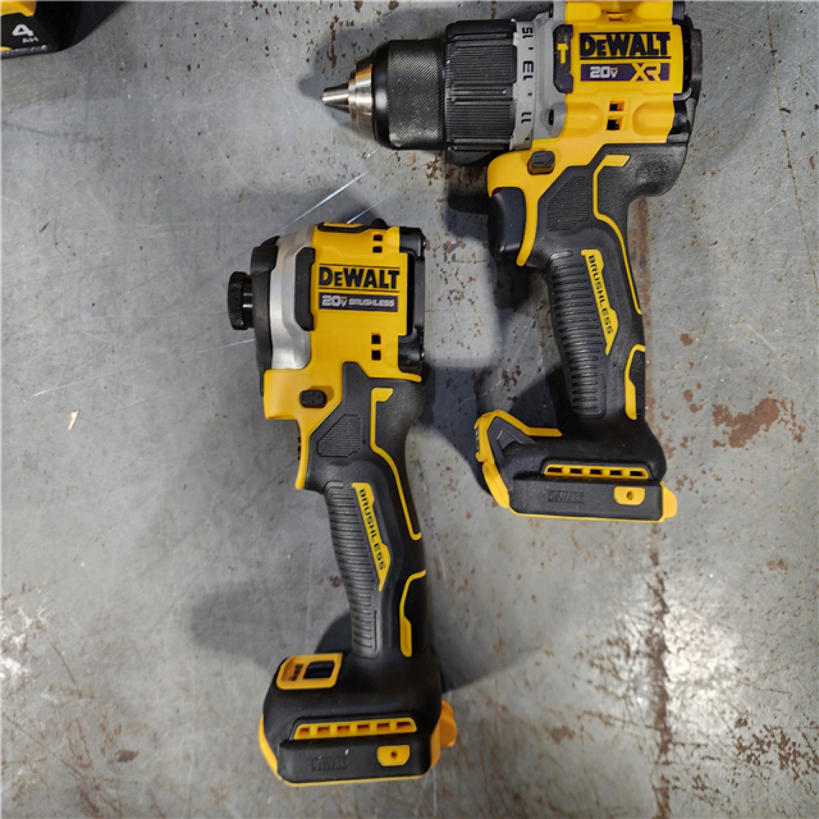 HOUSTON LOCATION - AS-IS DEWALT 20V MAX XR Hammer Drill and ATOMIC Impact Driver 2 Tool Cordless Combo Kit with (2) 4.0Ah Batteries, Charger, and Bag