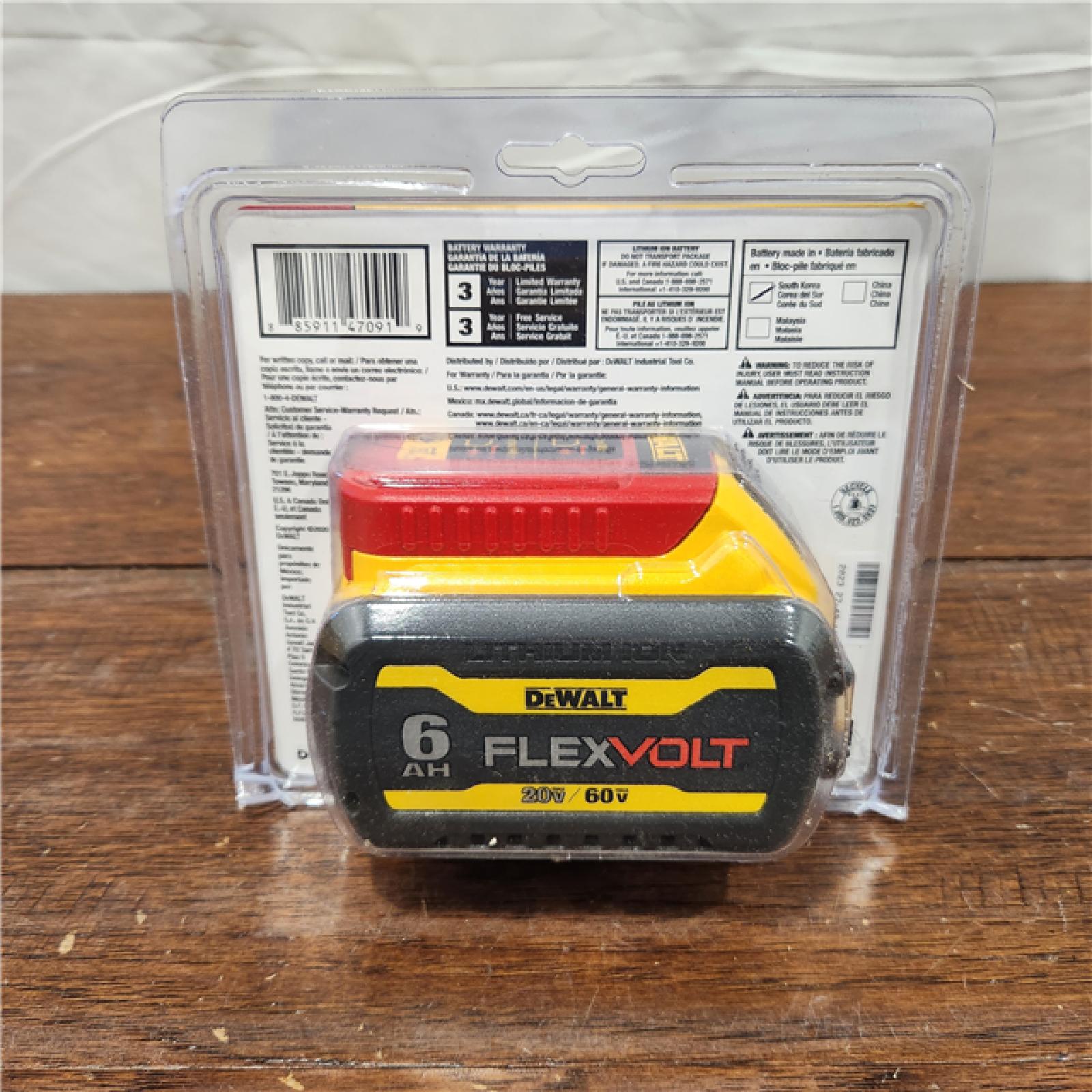 NEW Dewalt FLEXVOLT 20-Volt/60-Volt MAX Lithium-Ion 6.0Ah Battery Pack