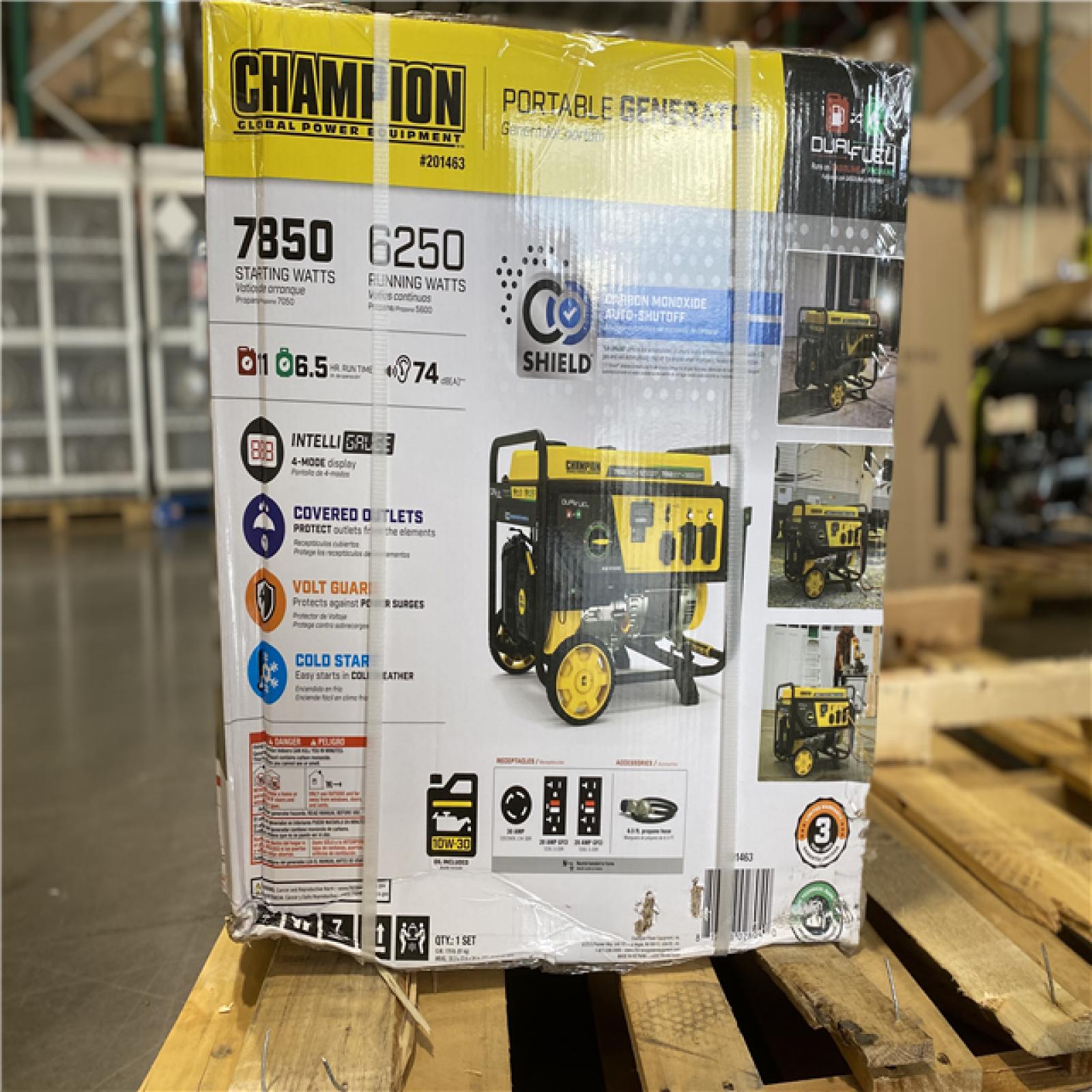 DALLAS LOCATION - Champion Power Equipment 7850/6250-Watt Recoil Start Gasoline and Propane Powered Dual Fuel Portable Generator with CO Shield