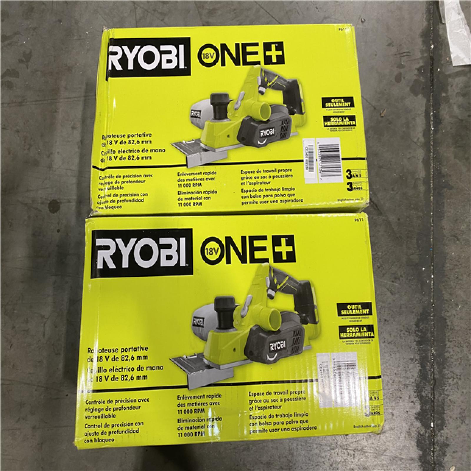 NEW! - RYOBI ONE+ 18V Cordless 3-1/4 in. Planer (Tool Only) with Dust Bag - (2 UNITS)