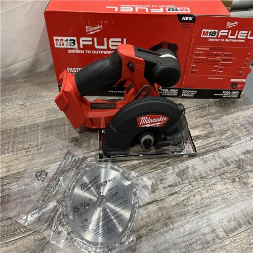 AS-IS MILWAUKEE M18 FUEL 18V Lithium-Ion Brushless Cordless Metal Cutting 5-3/8 in. Circular Saw (Tool-Only) W/ Metal Saw Blade