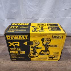 AS-IS DEWALT 20V MAX XR Hammer Drill and ATOMIC Impact Driver 2 Tool Cordless Combo Kit with (2) 4.0Ah Batteries, Charger, and Bag