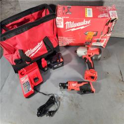 HOUSTON LOCATION - AS-IS M12/M18 12/18V Lithium-Ion Cordless 3/8 in. Ratchet and 1/2 in. High Torque Impact Wrench with Friction Ring Combo Kit