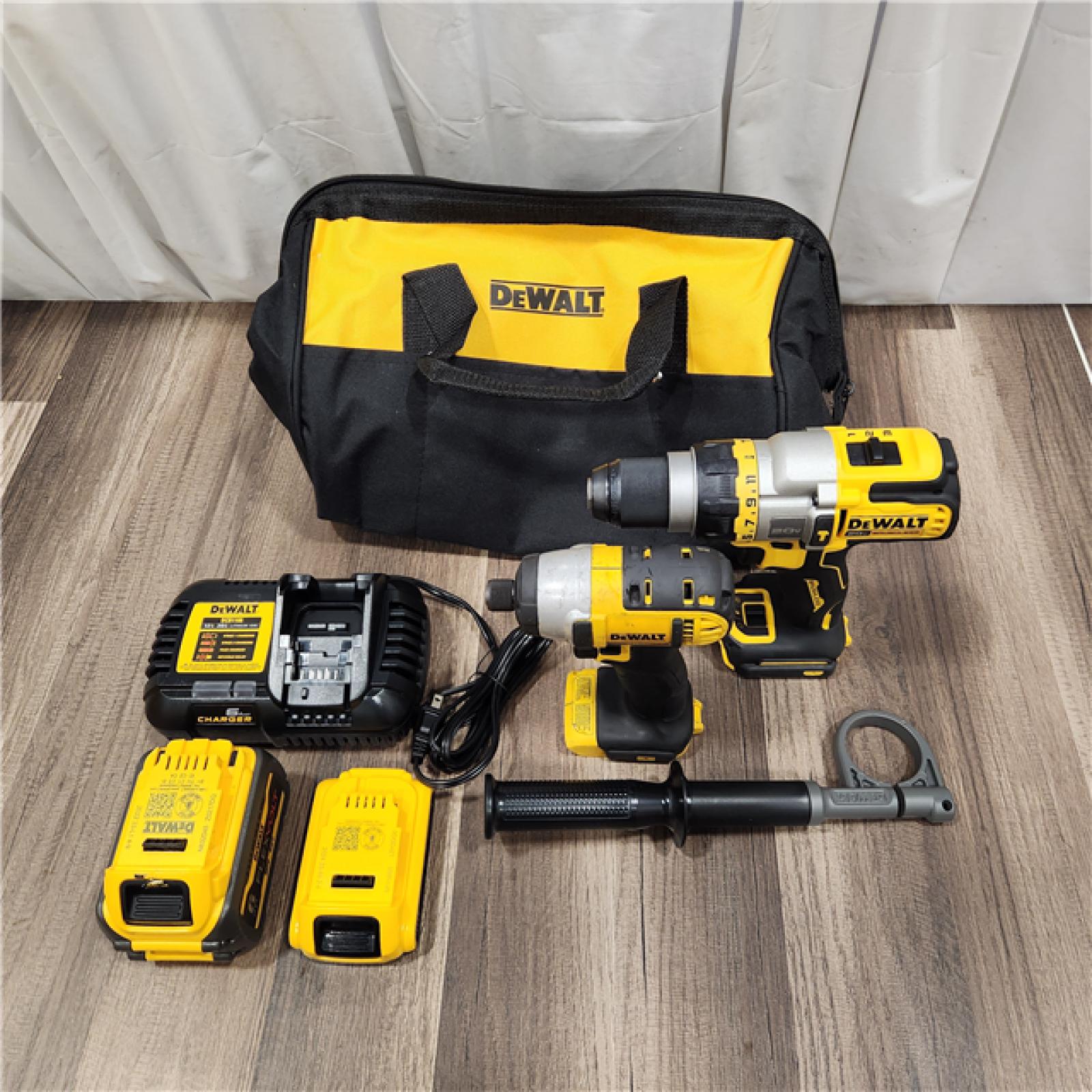 AS IS DEWALT 20V MAX Cordless Brushless Hammer Drill/Driver 2 Tool Combo Kit with FLEXVOLT ADVANTAGE