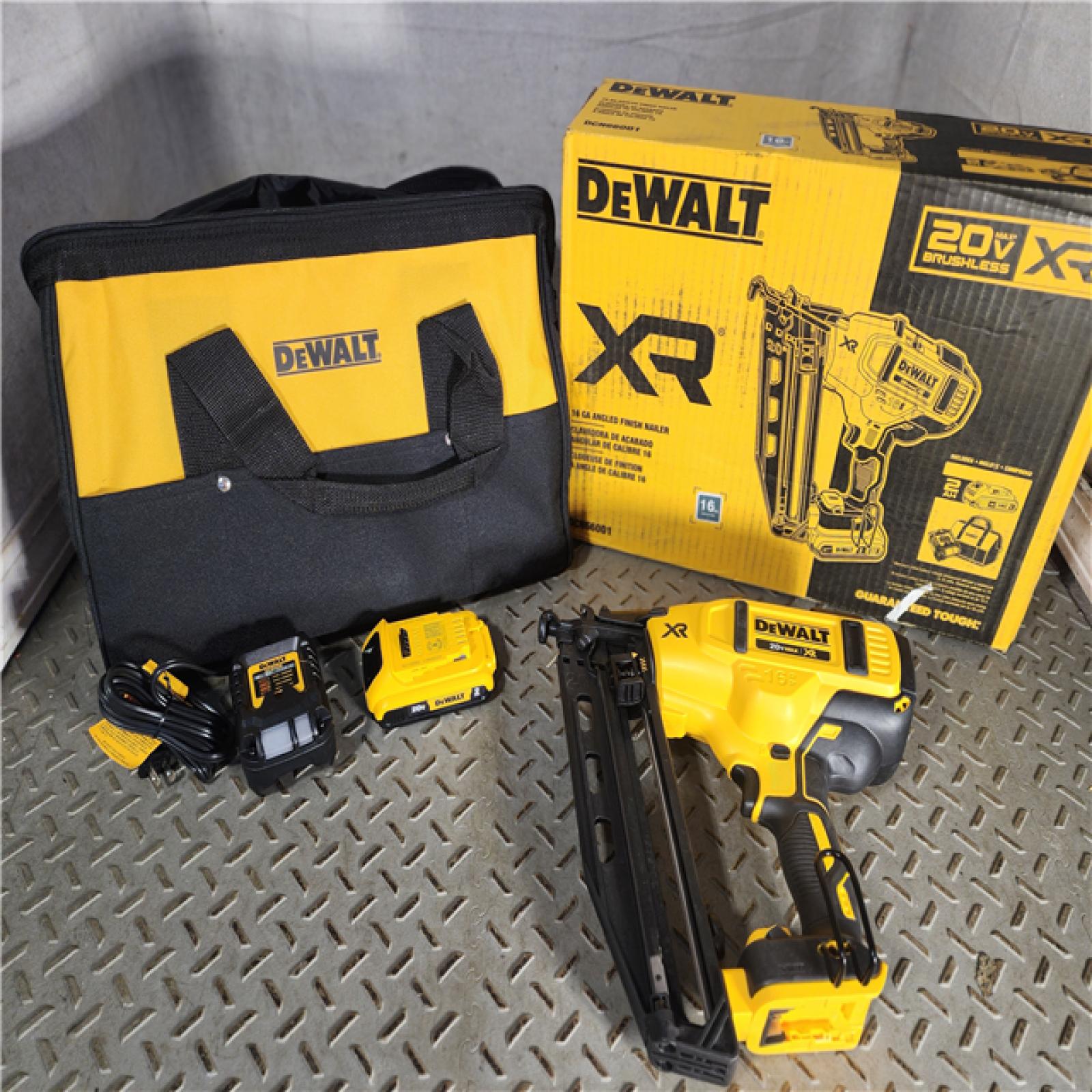 HOUSTON LOCATION - AS-IS (APPEARS LIKE NEW) DeWalt DCN660D1 20V 16 Gauge Cordless Angled Finish Nailer Kit W/ 2Ah Battery