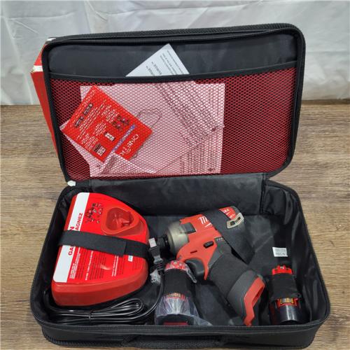 AS-IS M12 FUEL SURGE 12V Lithium-Ion Brushless Cordless 1/4 in. Hex Impact Driver Compact Kit W/Two 2.0Ah Batteries, Bag