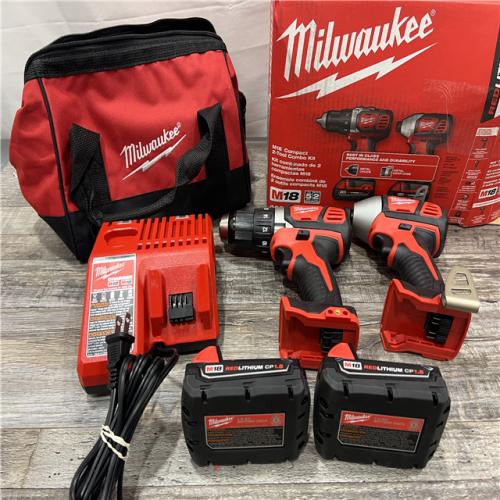 AS-IS Milwaukee M18 18V Cordless Brushed 2 Tool Drill/Driver and Impact Driver Kit