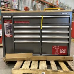 DALLAS LOCATION - Husky 61 in. W x 24 in. D Standard Duty 10-Drawer Mobile Workbench Tool Chest with Sliding Bin Storage Drawer in Silve