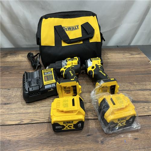 AS-IS DEWALT 20V MAX XR Hammer Drill and ATOMIC Impact Driver 2 Tool Cordless Combo Kit with (2) 4.0Ah Batteries, Charger, and Bag