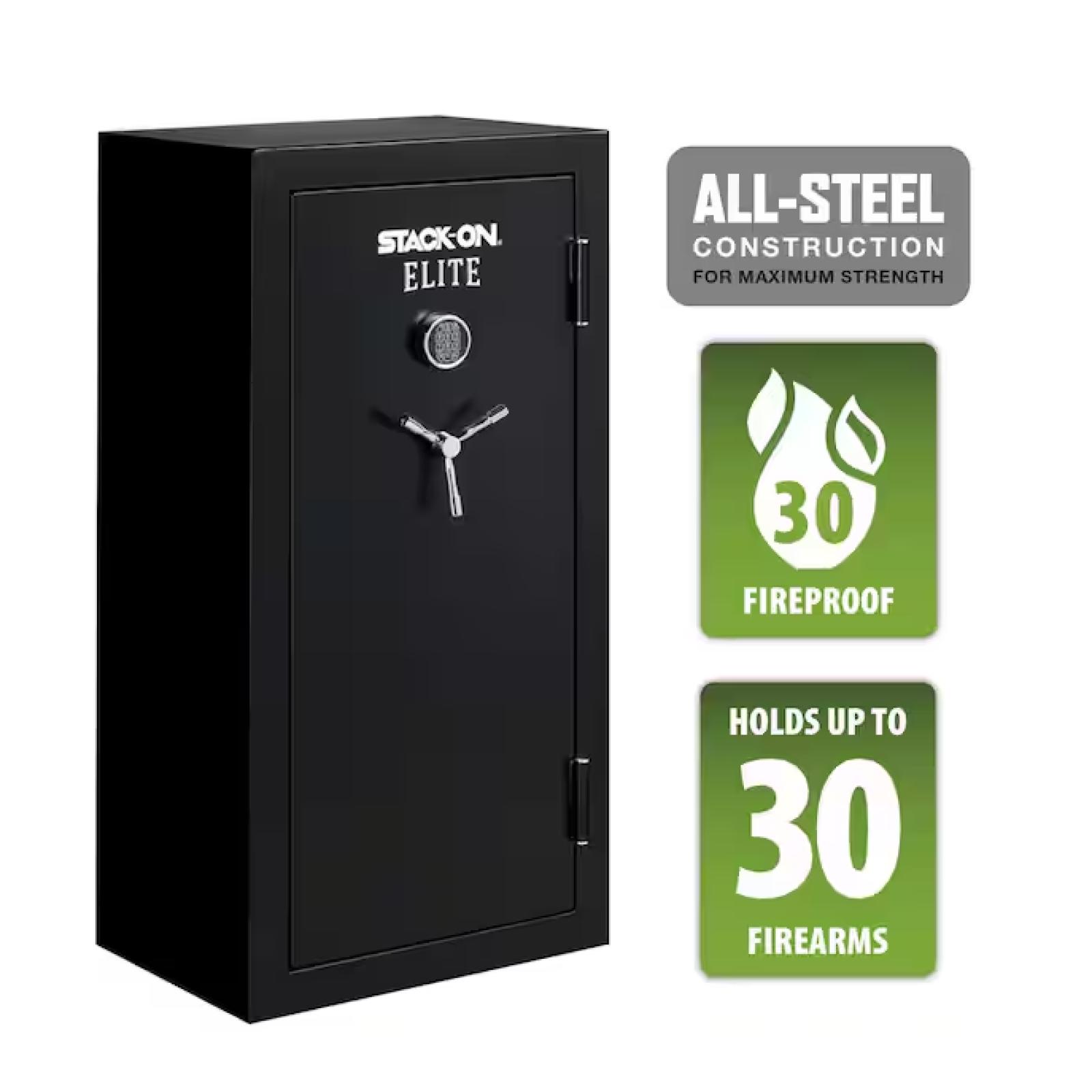 DALLAS LOCATION -  Stack-On Elite 30-Gun Fireproof Safe with Electronic Lock Gun Safe, Black