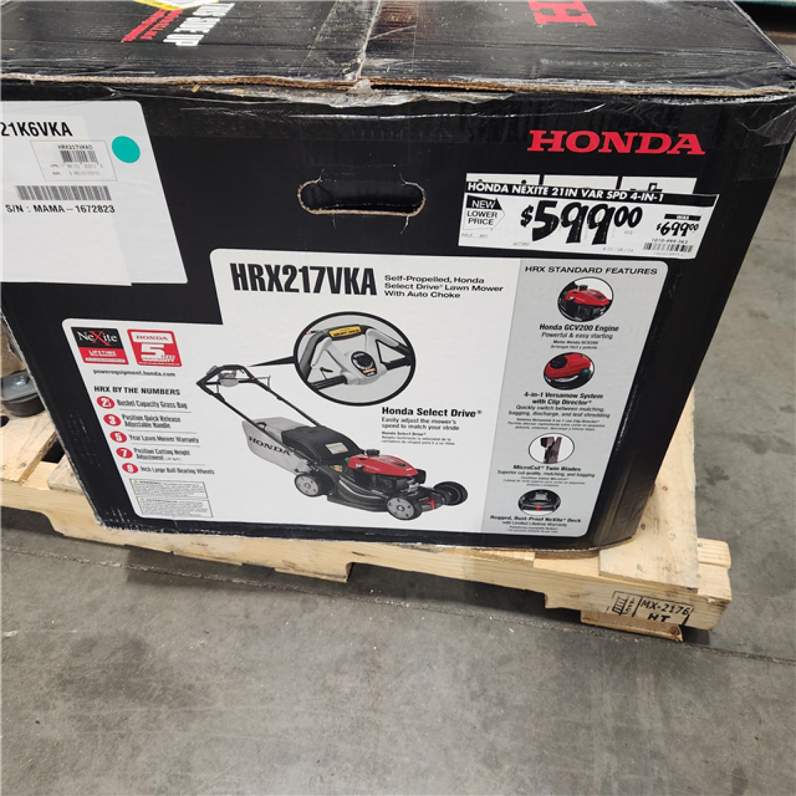 DALLAS LOCATION - AS-IS Honda 21 in. Nexite Variable Speed 4-in-1 Gas Walk Behind Self-Propelled Mower with Select Drive Control