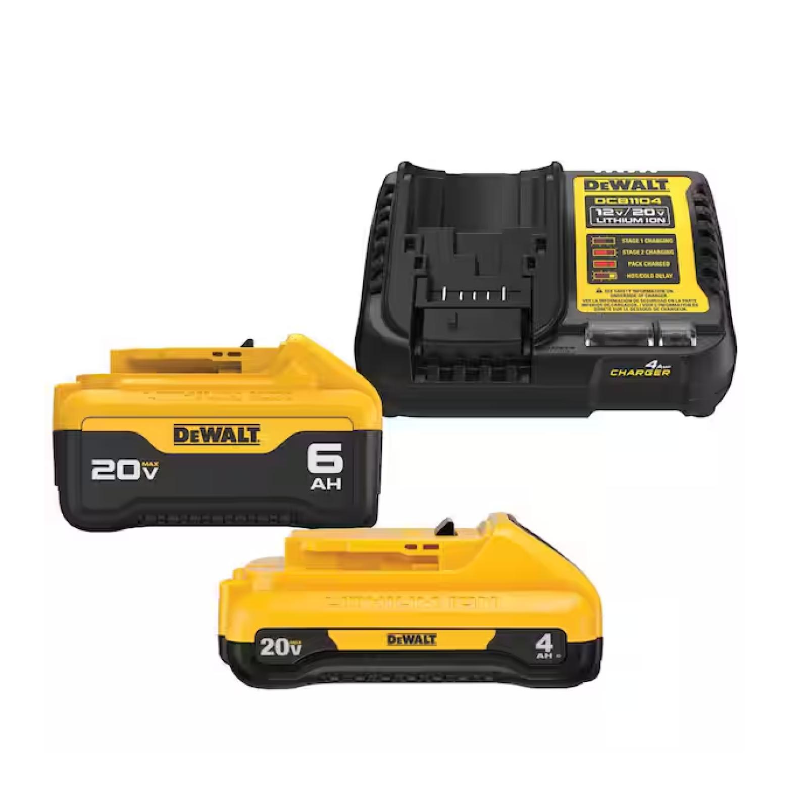 AS-IS - DEWALT 20V MAX Lithium-Ion 6.0Ah and 4.0Ah Battery and Charger Starter Kit