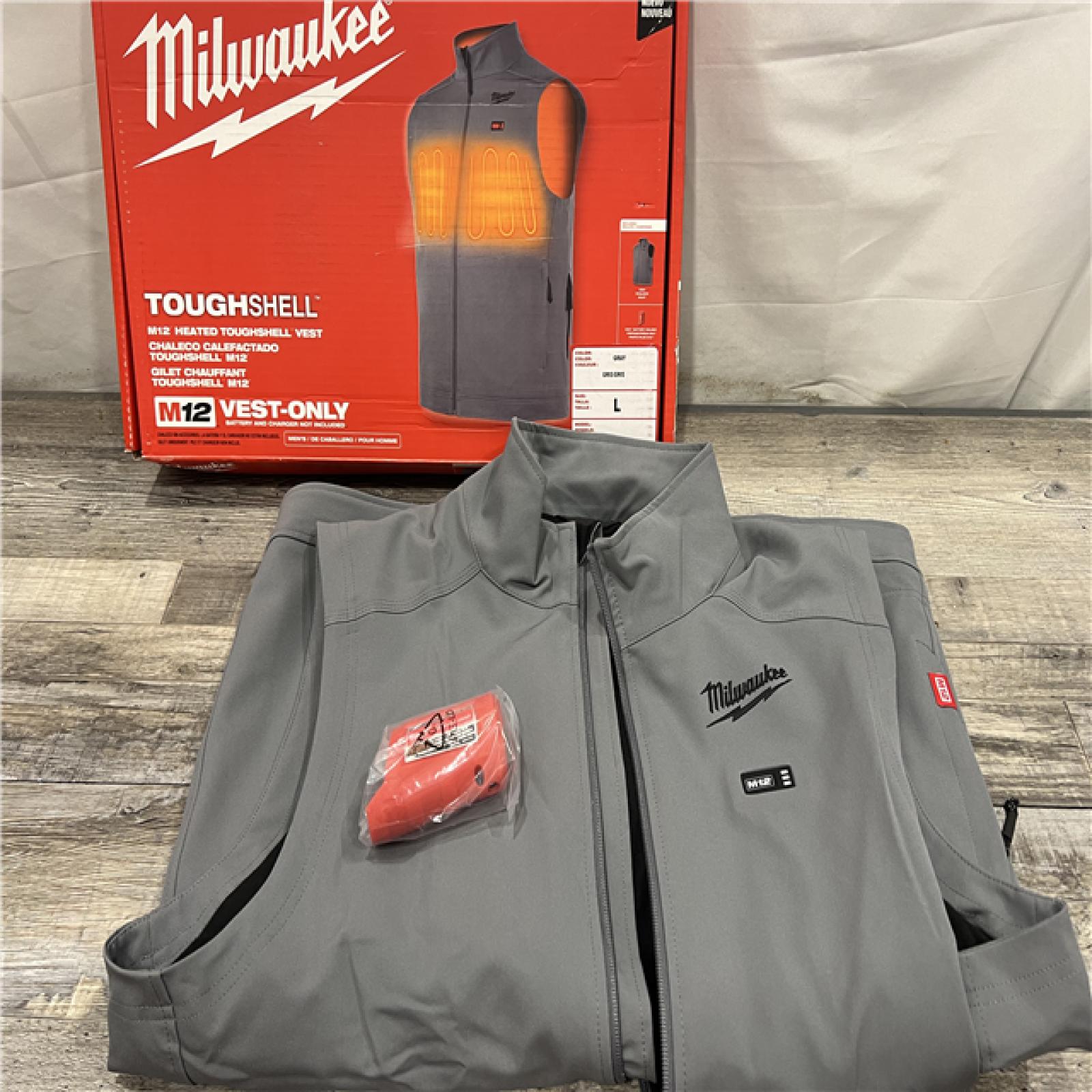 AS-IS Milwaukee Men's Large M12 12V Lithium-Ion Cordless TOUGHSHELL Gray Heated Vest (Vest Only)