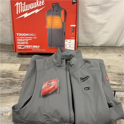 AS-IS Milwaukee Men's Large M12 12V Lithium-Ion Cordless TOUGHSHELL Gray Heated Vest (Vest Only)