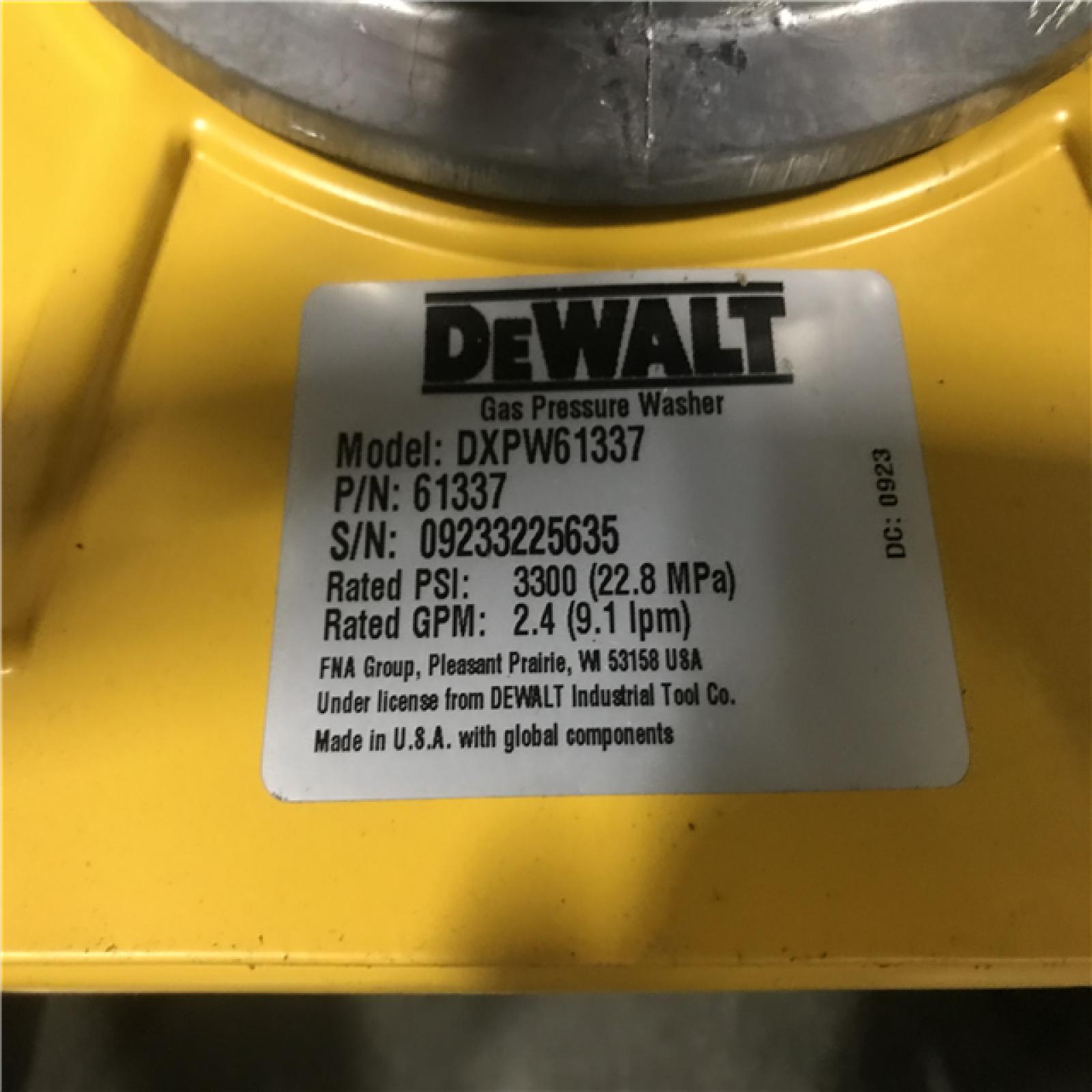 California AS-IS DEWALT 3300 PSI 2.4 GPM Gas Cold Water Pressure Washer with HONDA GCV200 Engine