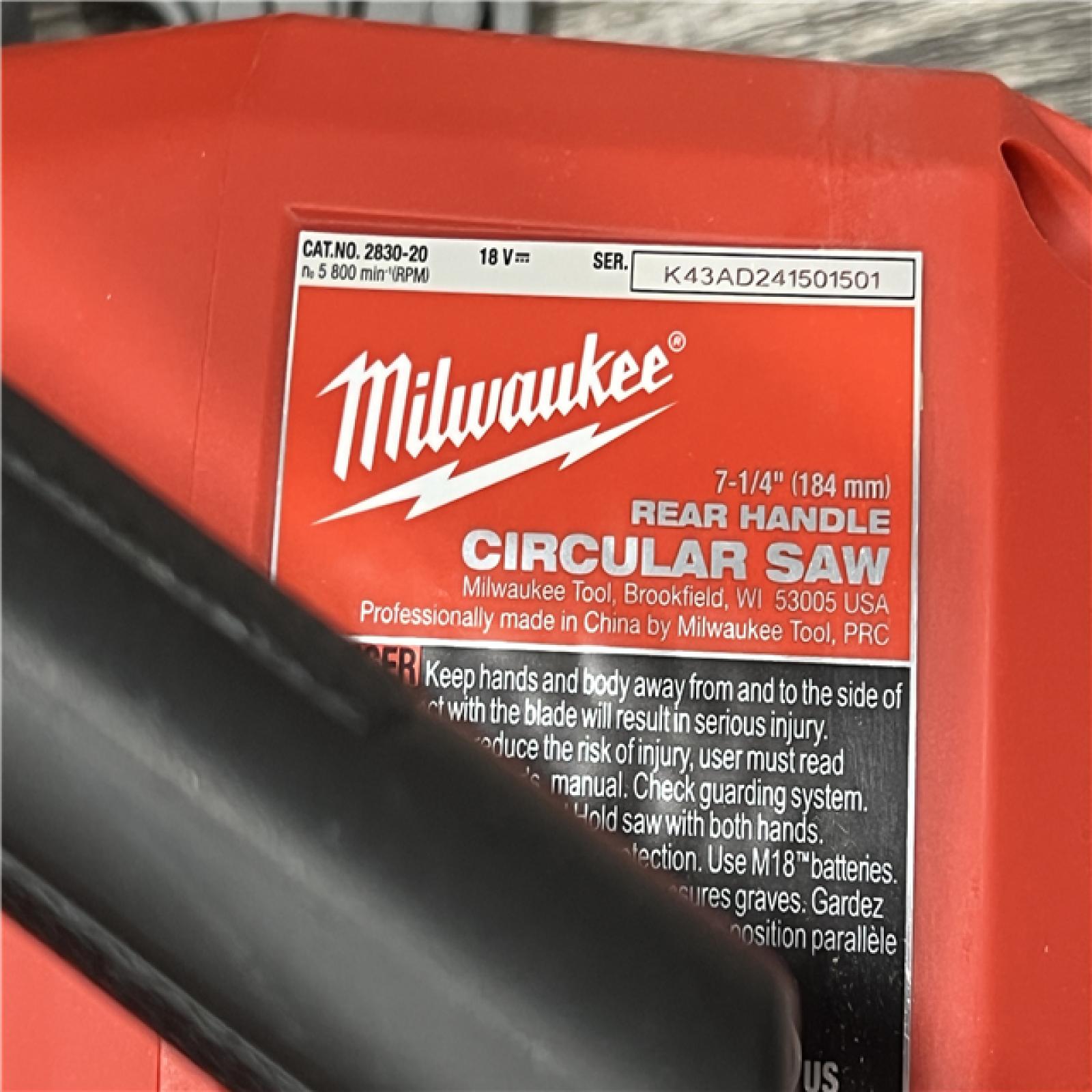 AS-IS Milwaukee 2830-20 Rear Handle Circular Saw M18 FUEL 7-1/4  Cordless Brushless Tool Only